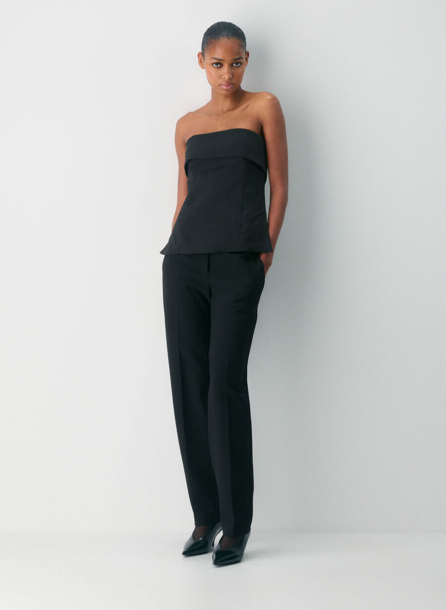 element linen tube top black