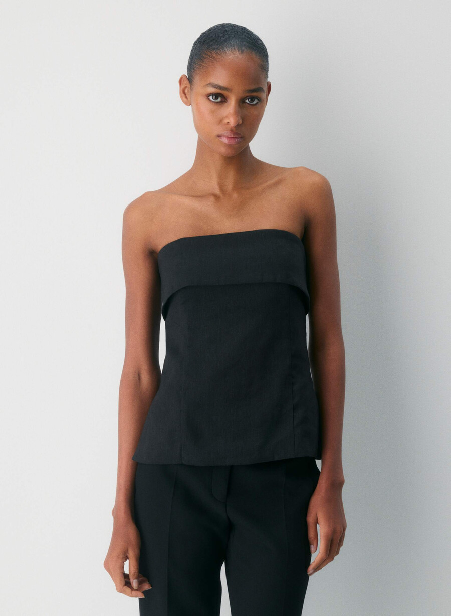 element linen tube top black