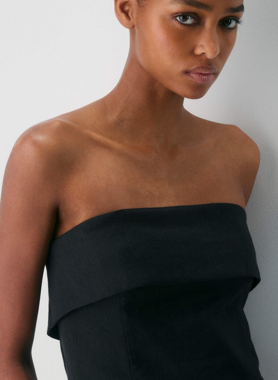 element linen tube top black