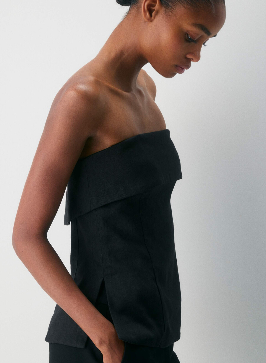 element linen tube top black