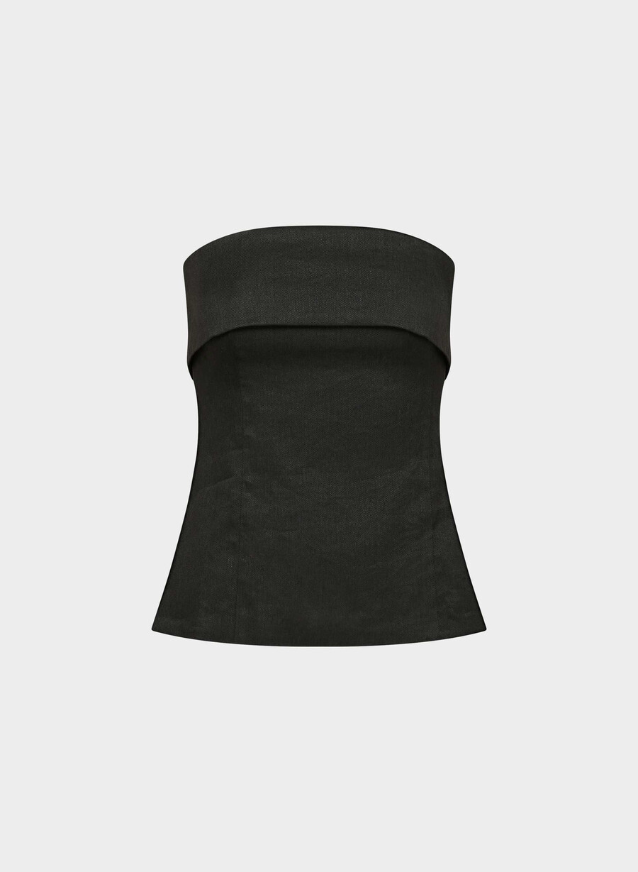 element linen tube top black