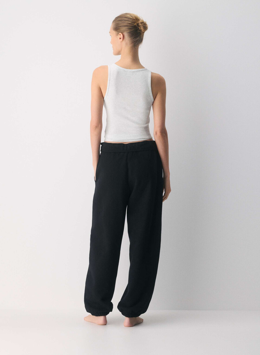 cozy sweatfleece mega foldover baggy jogger black