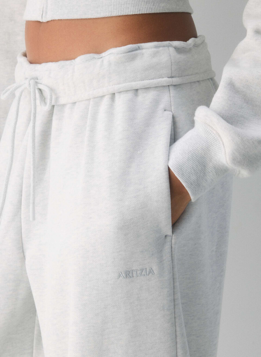 cozy sweatfleece mega foldover baggy jogger heather cloud white