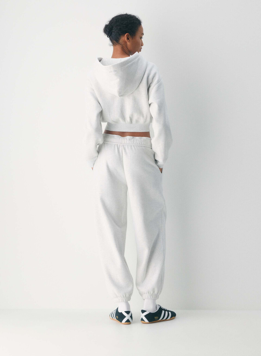 cozy sweatfleece mega foldover baggy jogger heather cloud white
