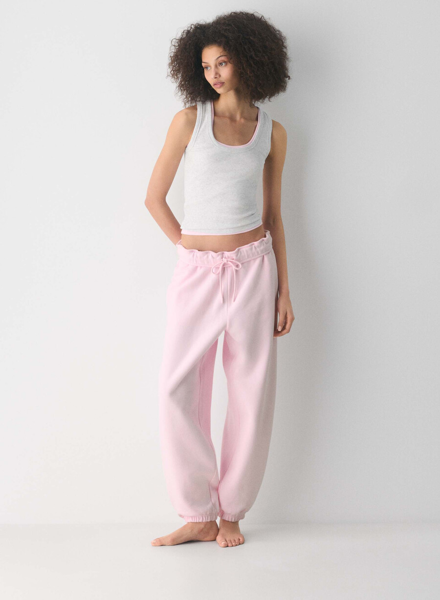 cozy sweatfleece mega foldover baggy jogger villa pink