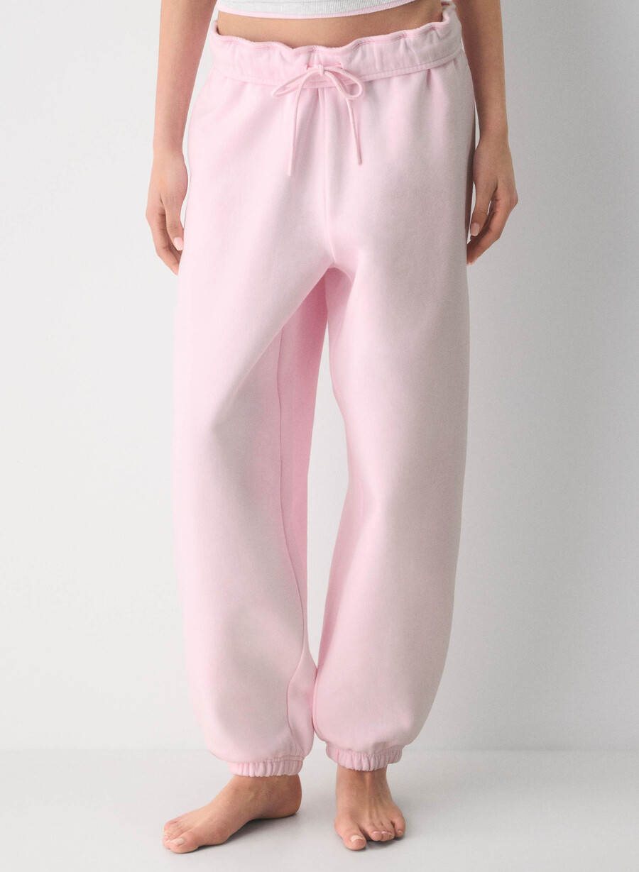 cozy sweatfleece mega foldover baggy jogger villa pink