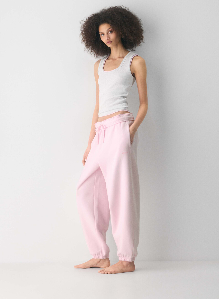 cozy sweatfleece mega foldover baggy jogger villa pink