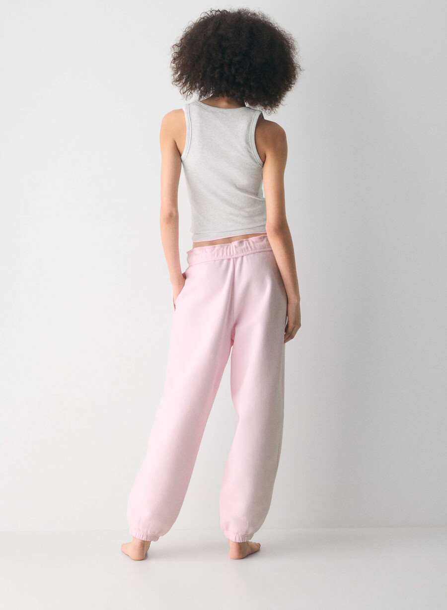 cozy sweatfleece mega foldover baggy jogger villa pink