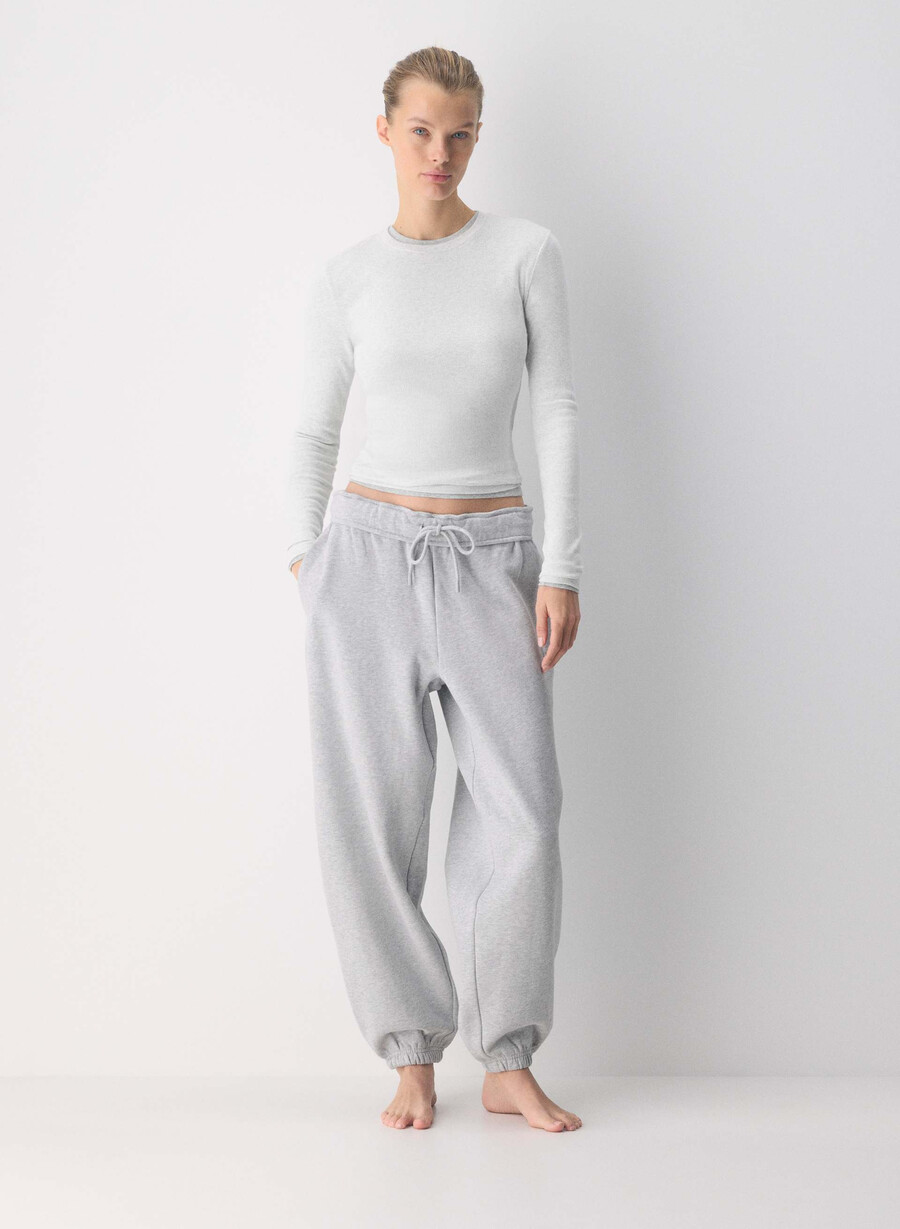 cozy sweatfleece mega foldover baggy jogger heather chrome