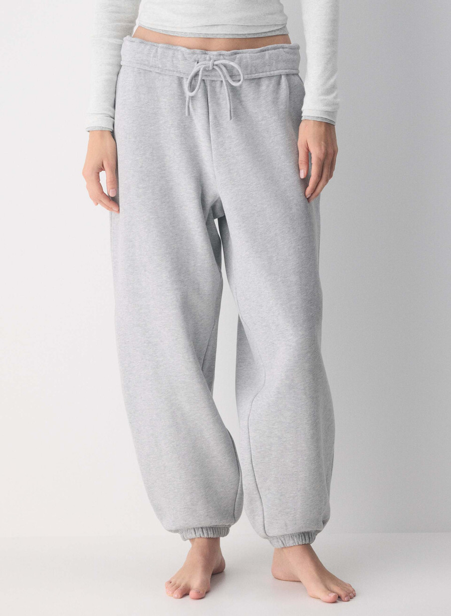 cozy sweatfleece mega foldover baggy jogger heather chrome
