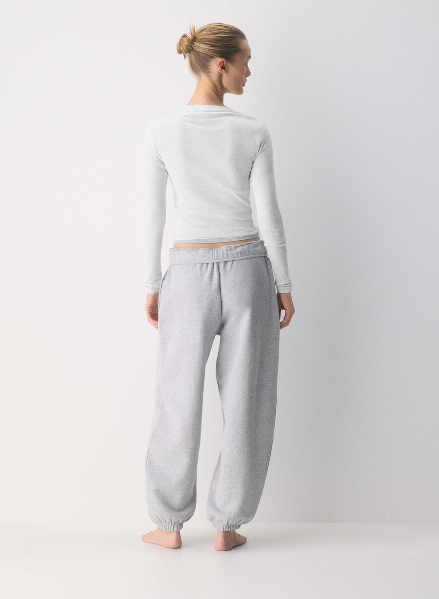 cozy sweatfleece mega foldover baggy jogger heather chrome