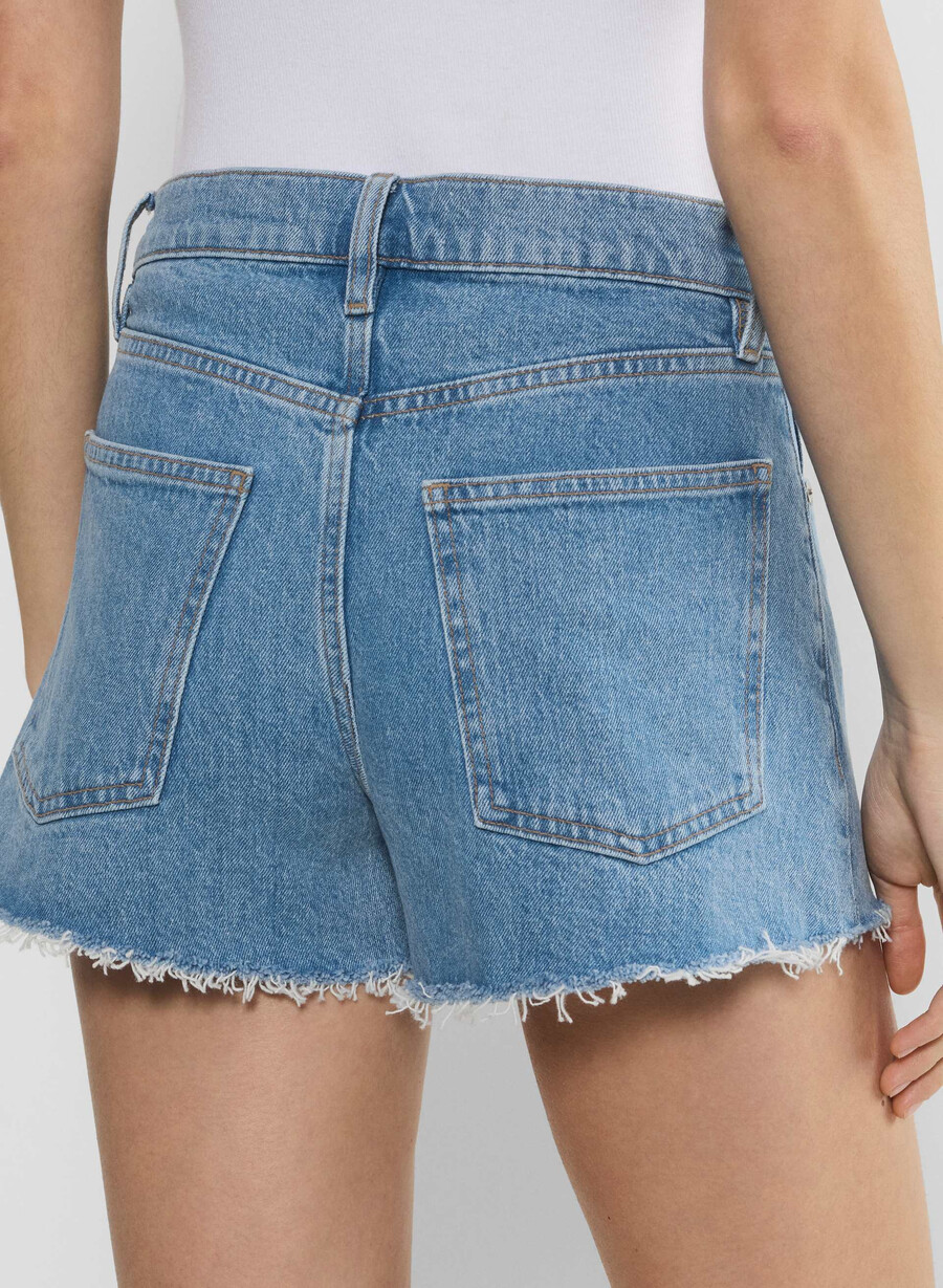 denim forum jodie hi-rise mini denim short no-stress light blue