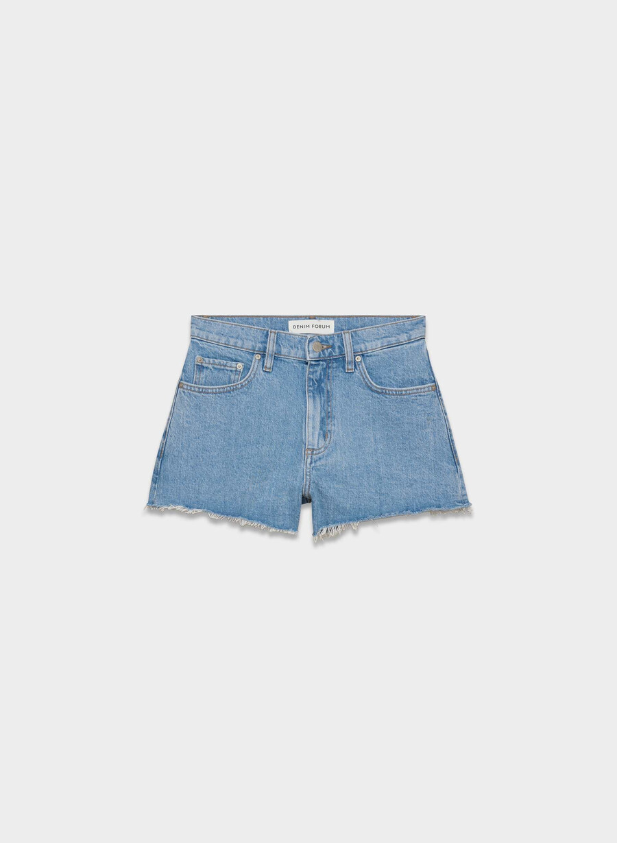 denim forum jodie hi-rise mini denim short no-stress light blue