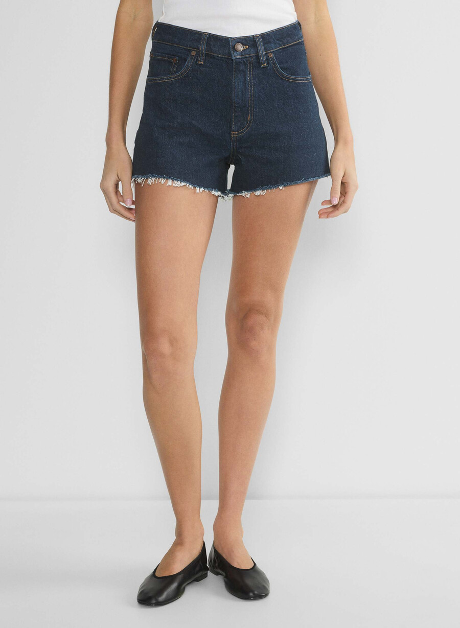denim forum jodie hi-rise mini denim short no-stress dark blue
