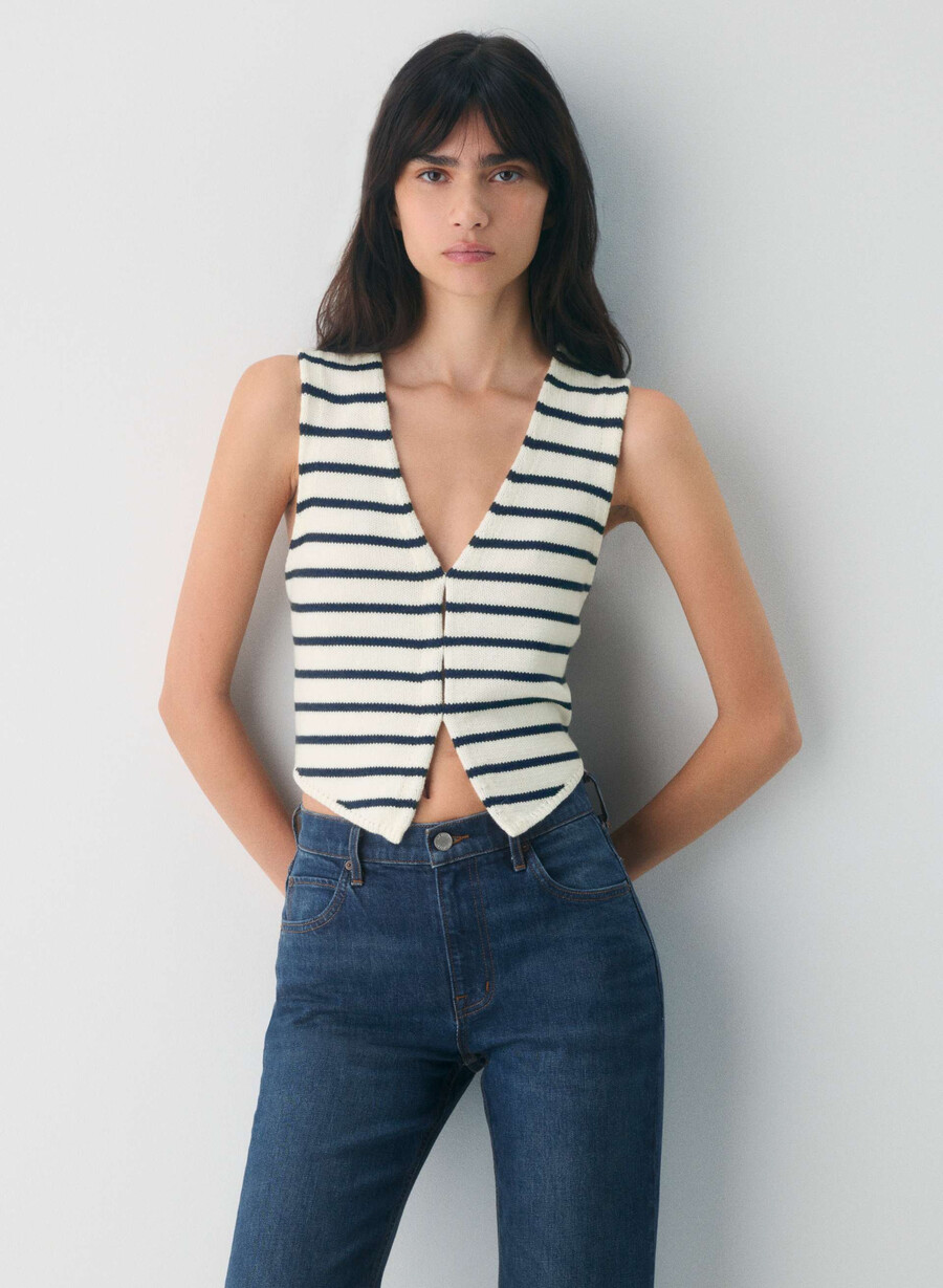 basque sweater vest lt birch dk nght nv