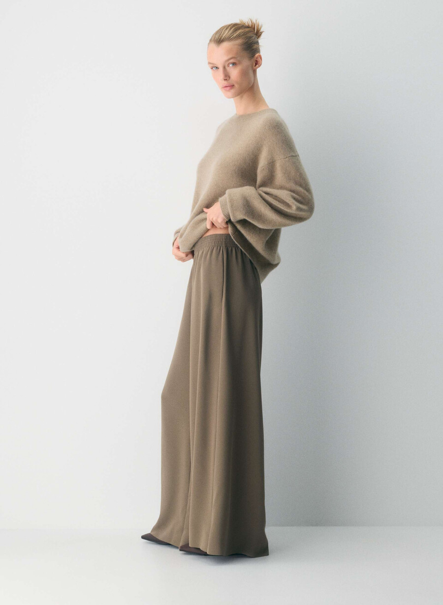 parker palazzo pant - studio drape cola taupe
