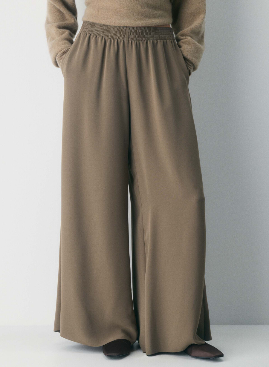 parker palazzo pant - studio drape cola taupe