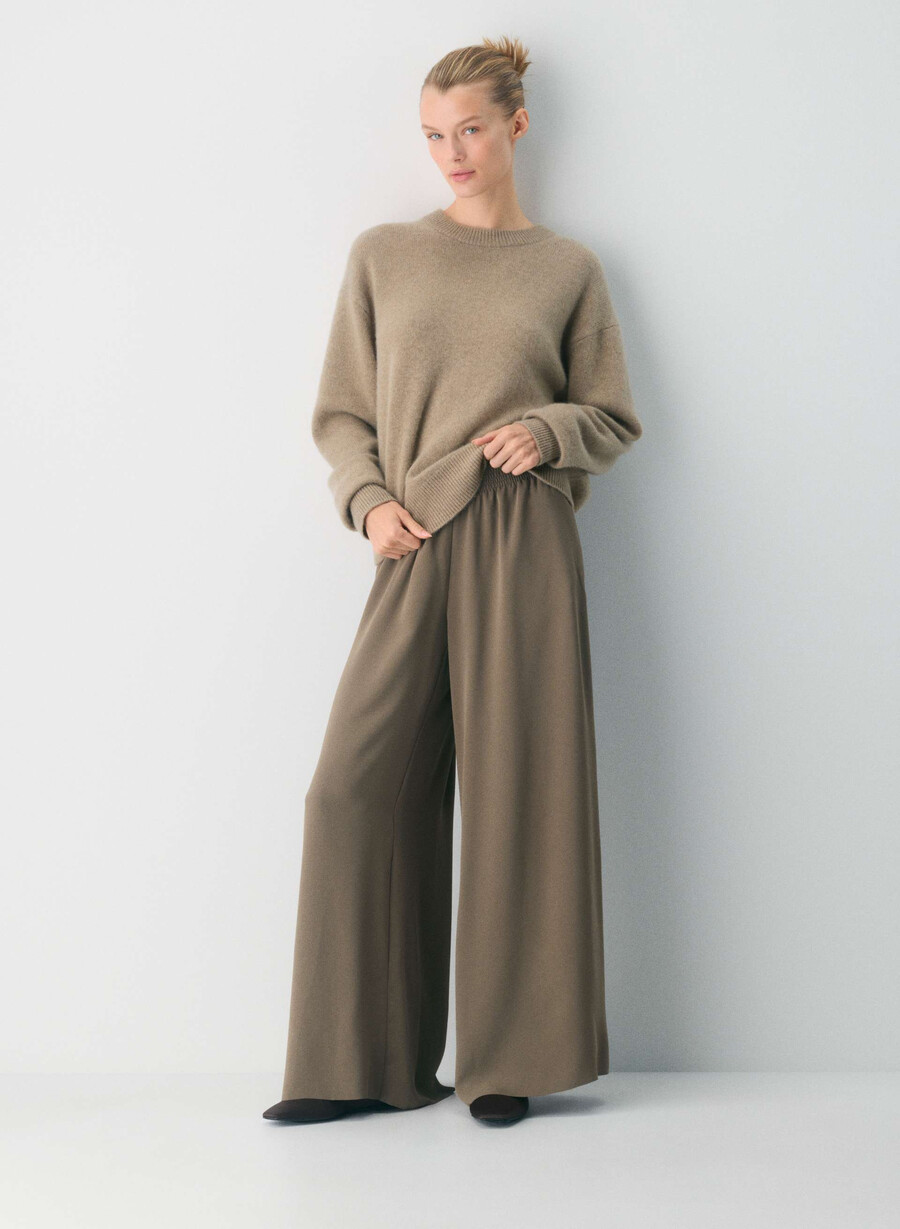 parker palazzo pant - studio drape cola taupe