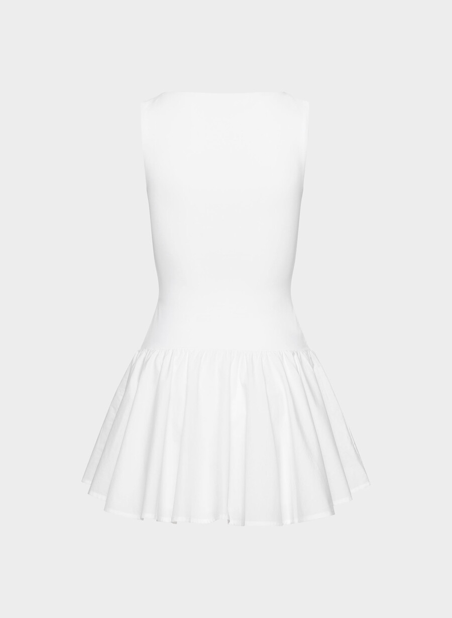 segment poplin dress bright white