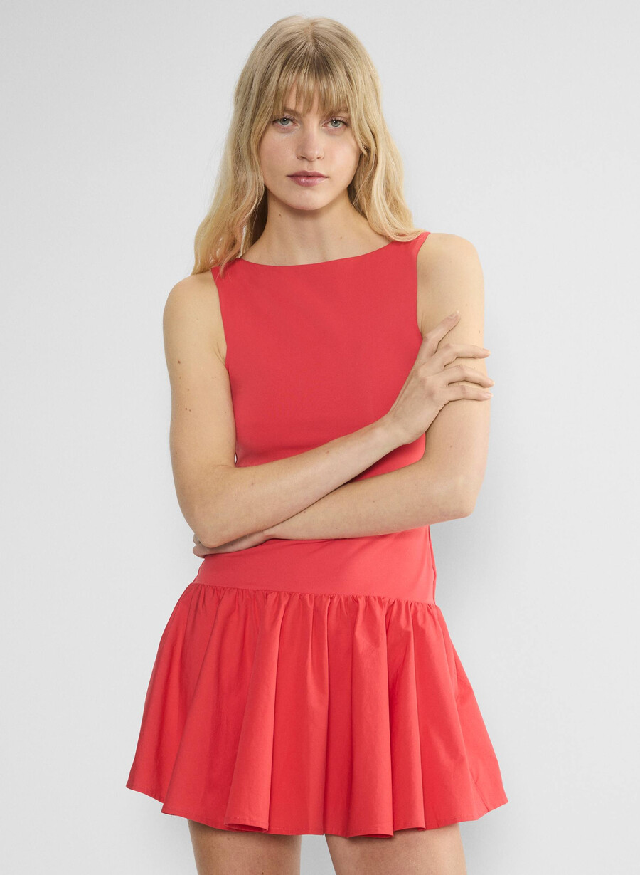 segment poplin dress bright white