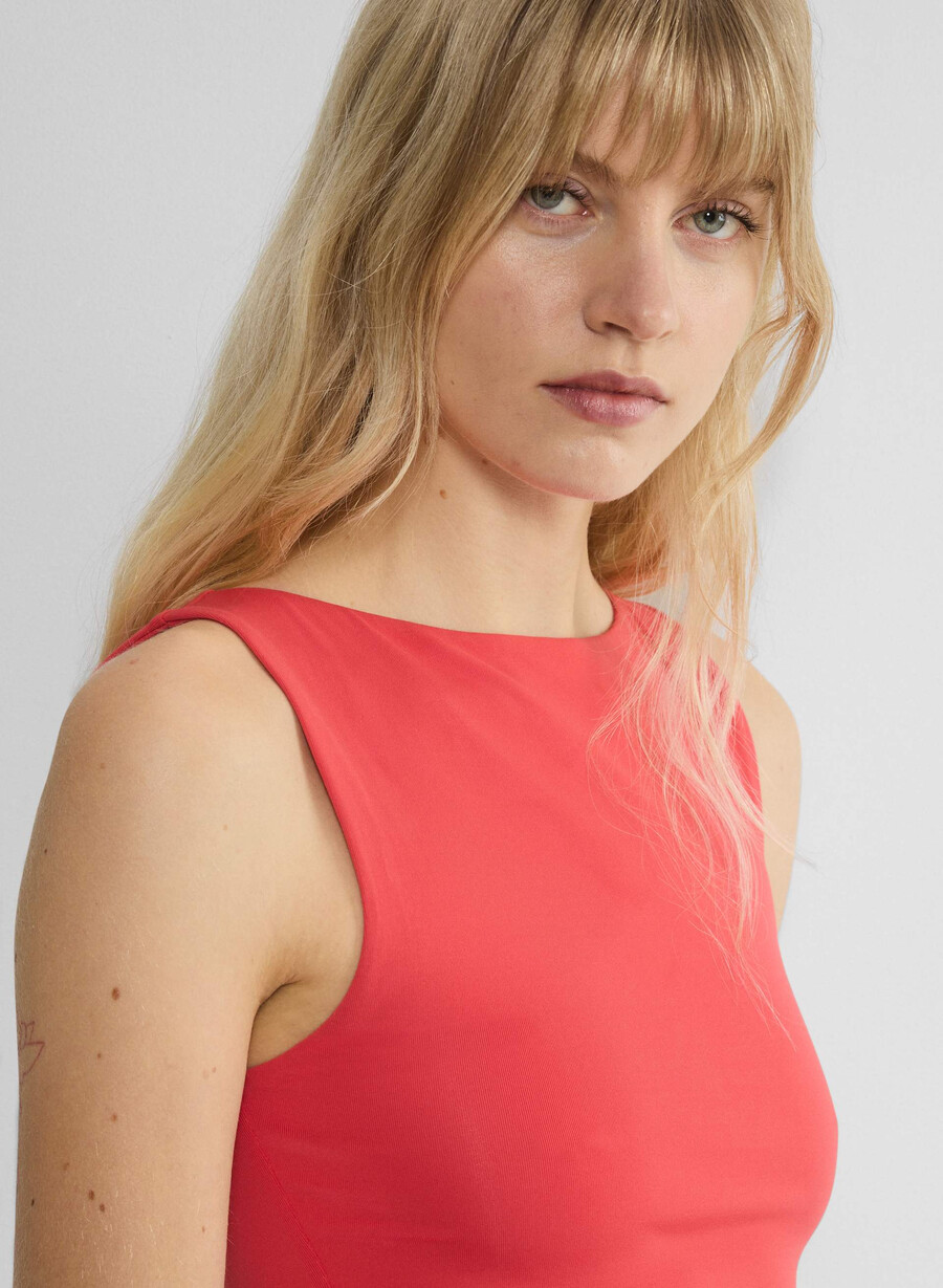 segment poplin dress bright white