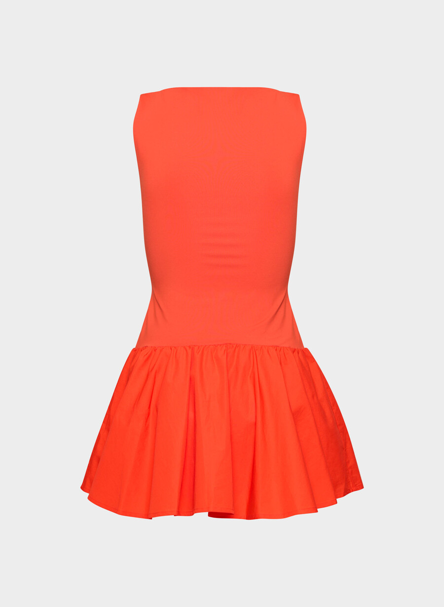 segment poplin dress poppy red