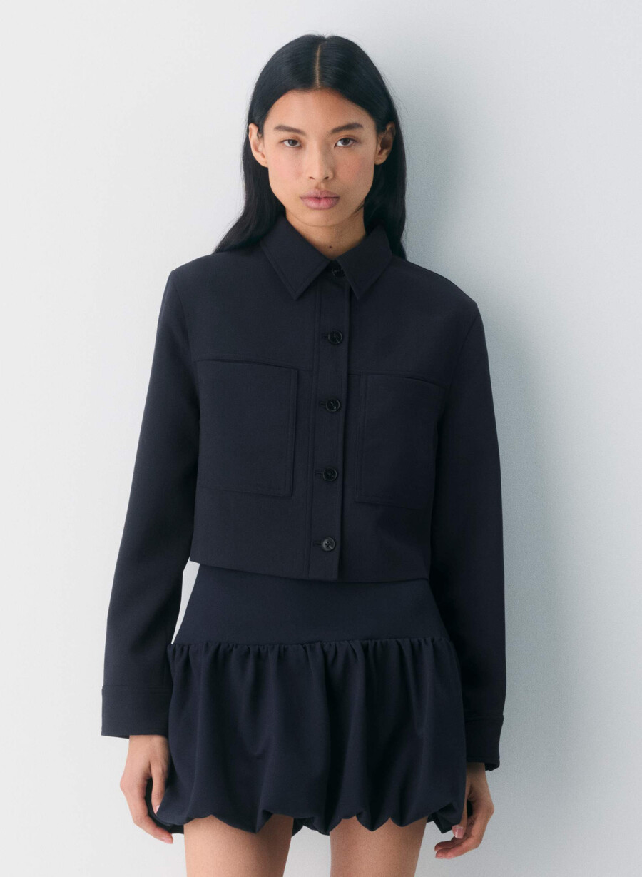 little cropped jacket - crepette dark night navy
