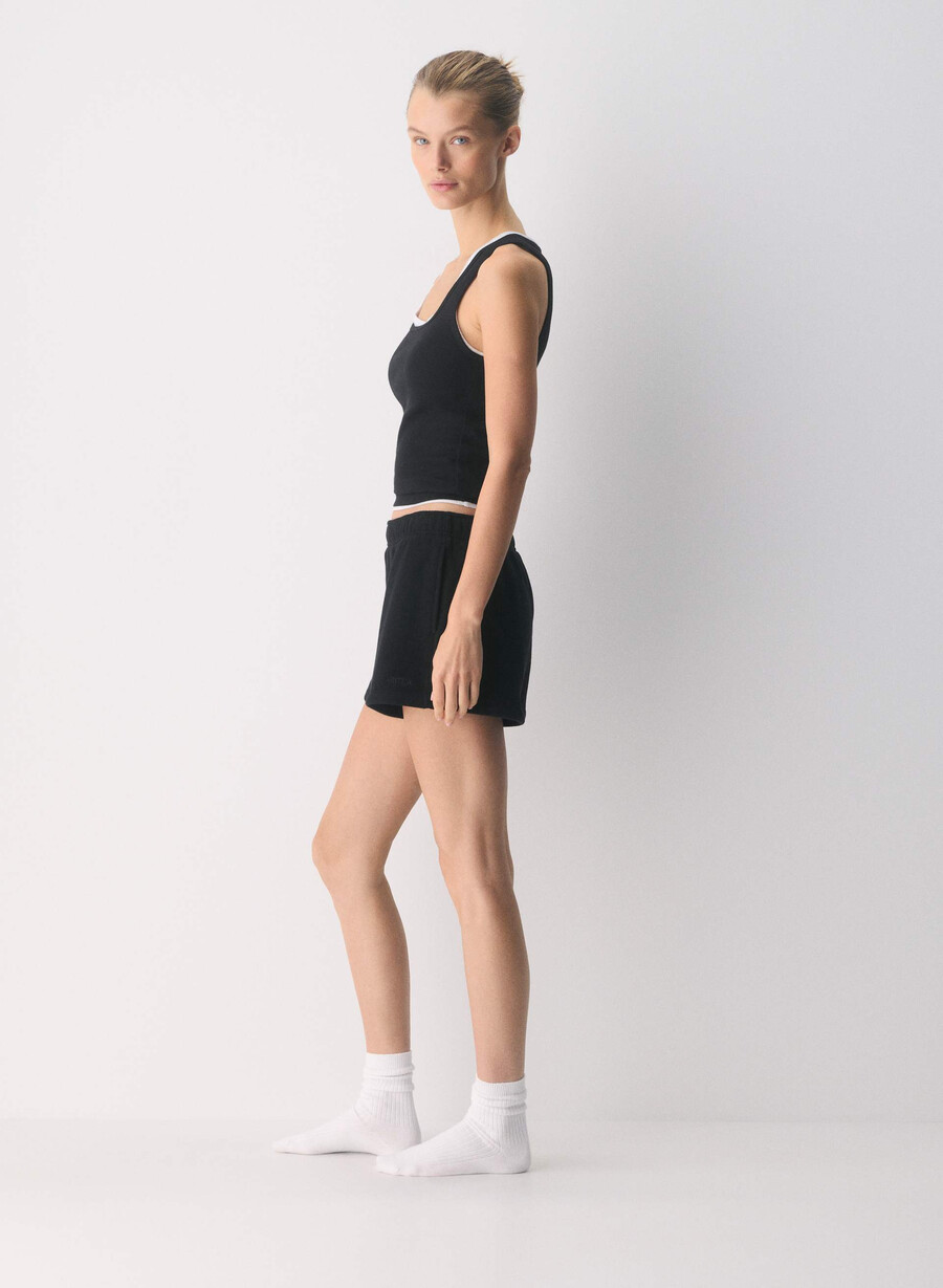 cozy sweatfleece mega hi-rise mini short black