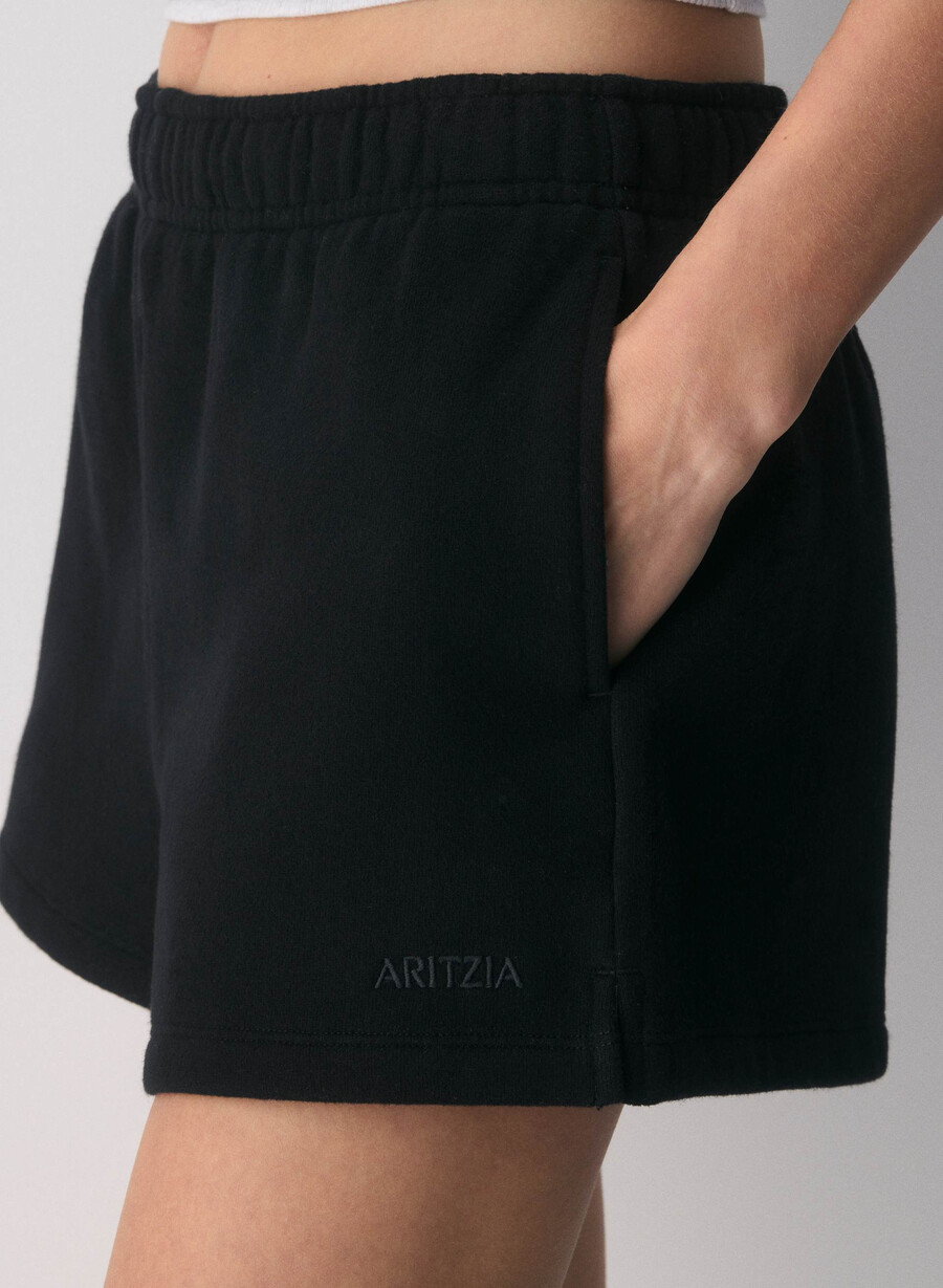 cozy sweatfleece mega hi-rise mini short black