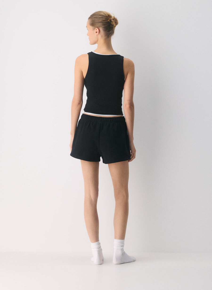 cozy sweatfleece mega hi-rise mini short black
