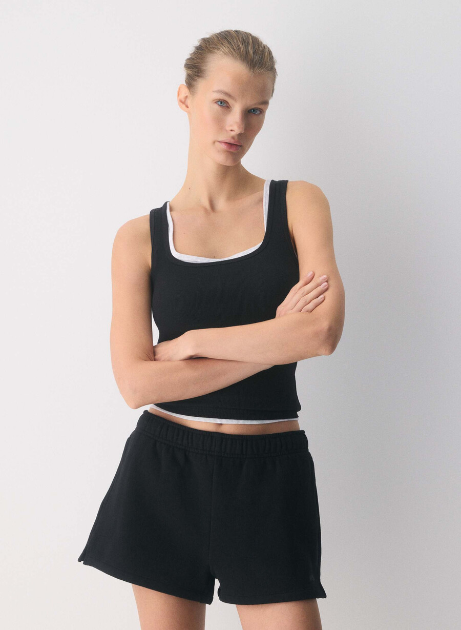 cozy sweatfleece mega hi-rise mini short black