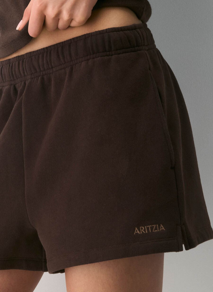 cozy sweatfleece mega hi-rise mini short rich mocha brown