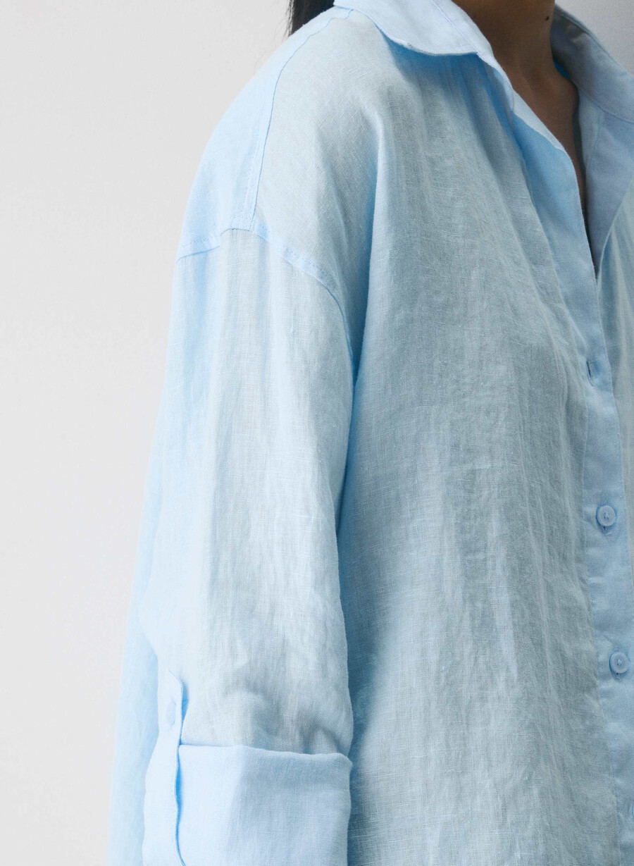 archive linen shirt villa blue