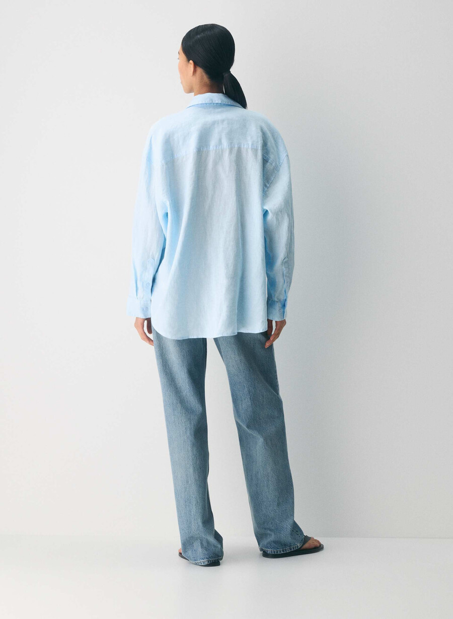 archive linen shirt villa blue