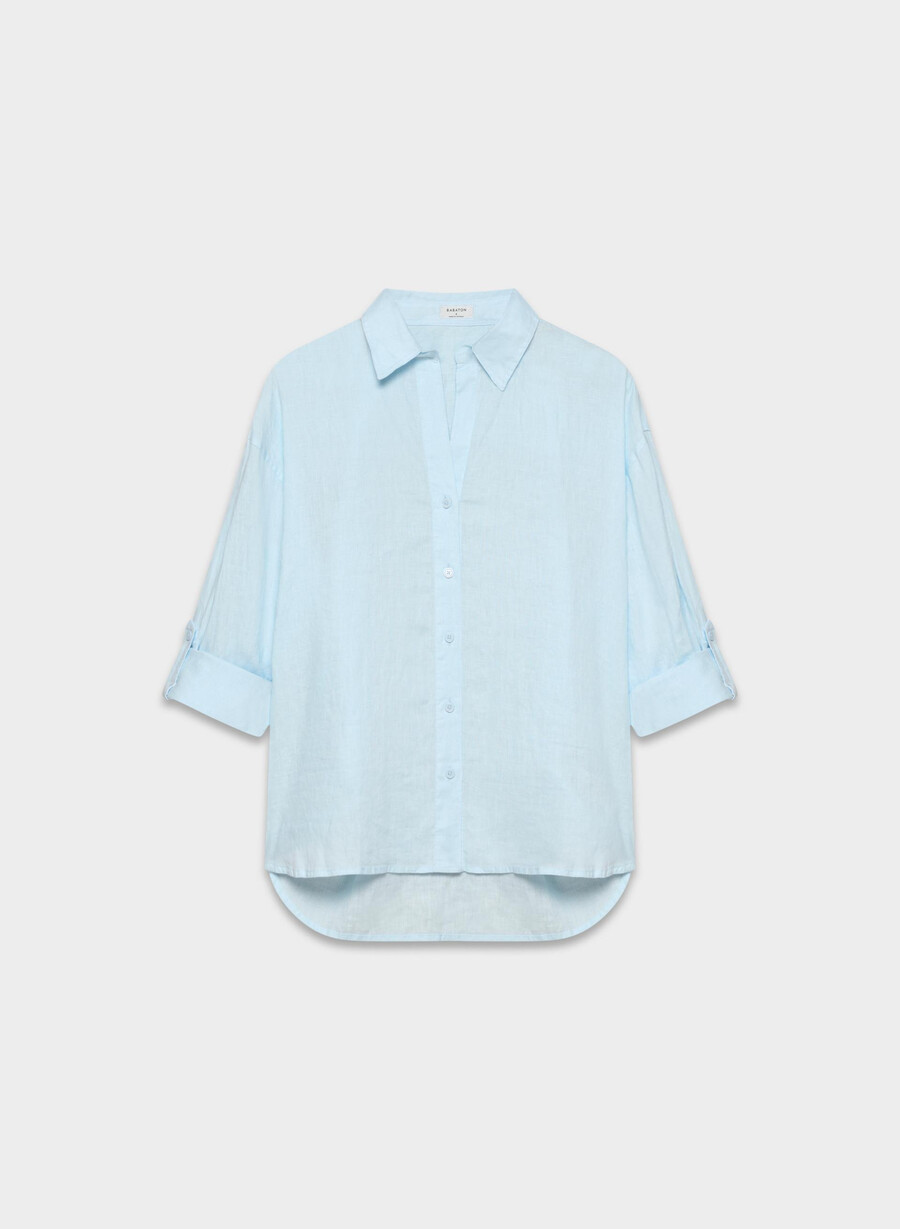 archive linen shirt villa blue