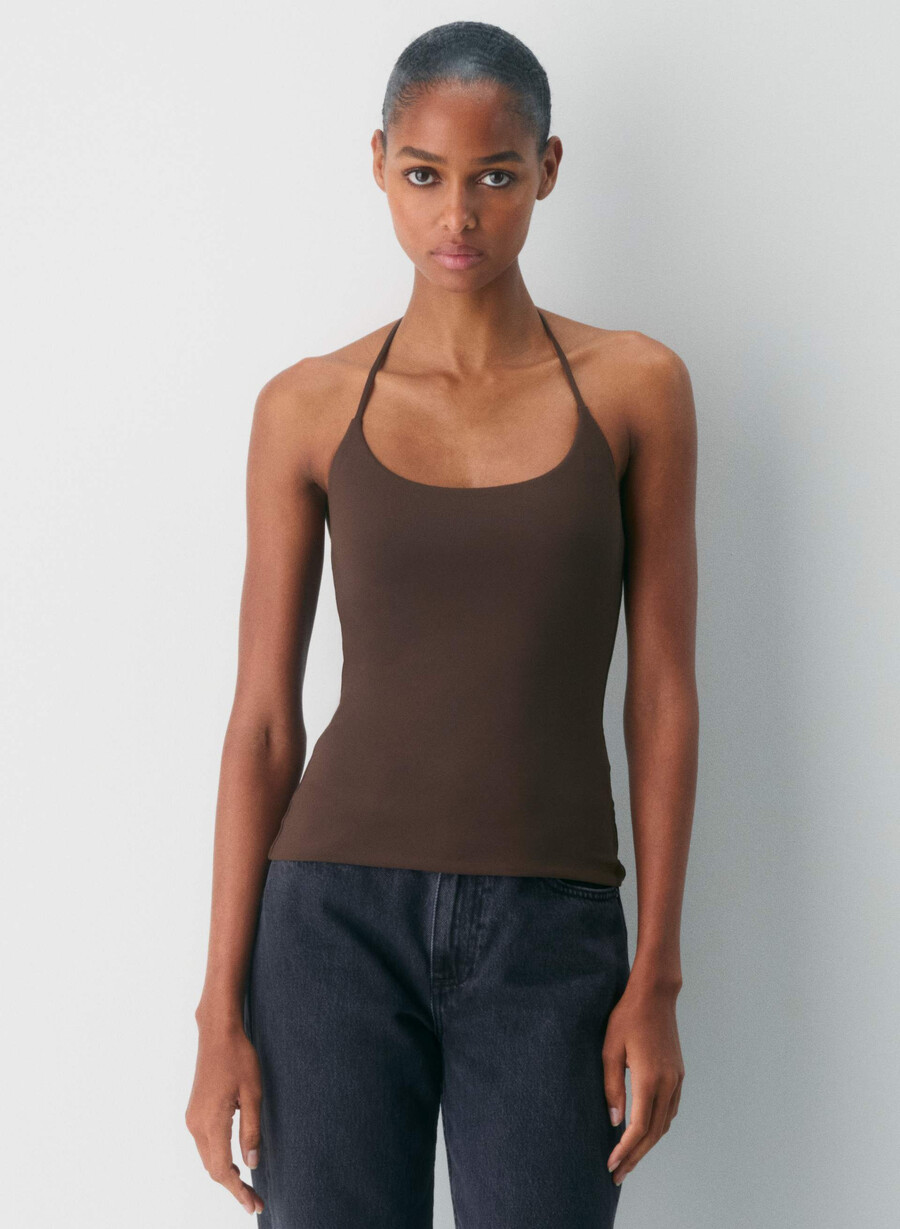 original contour grace halter top rich mocha brown