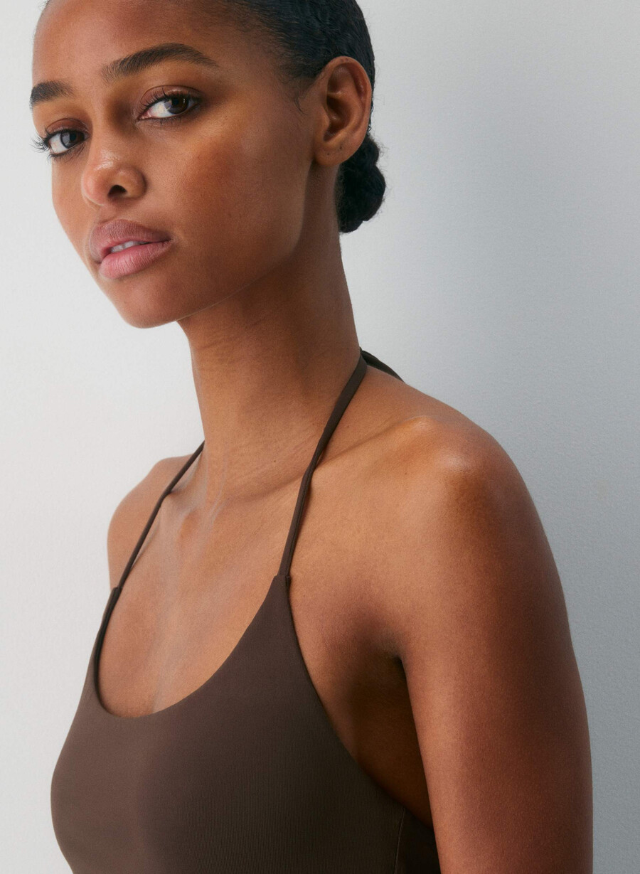 original contour grace halter top rich mocha brown