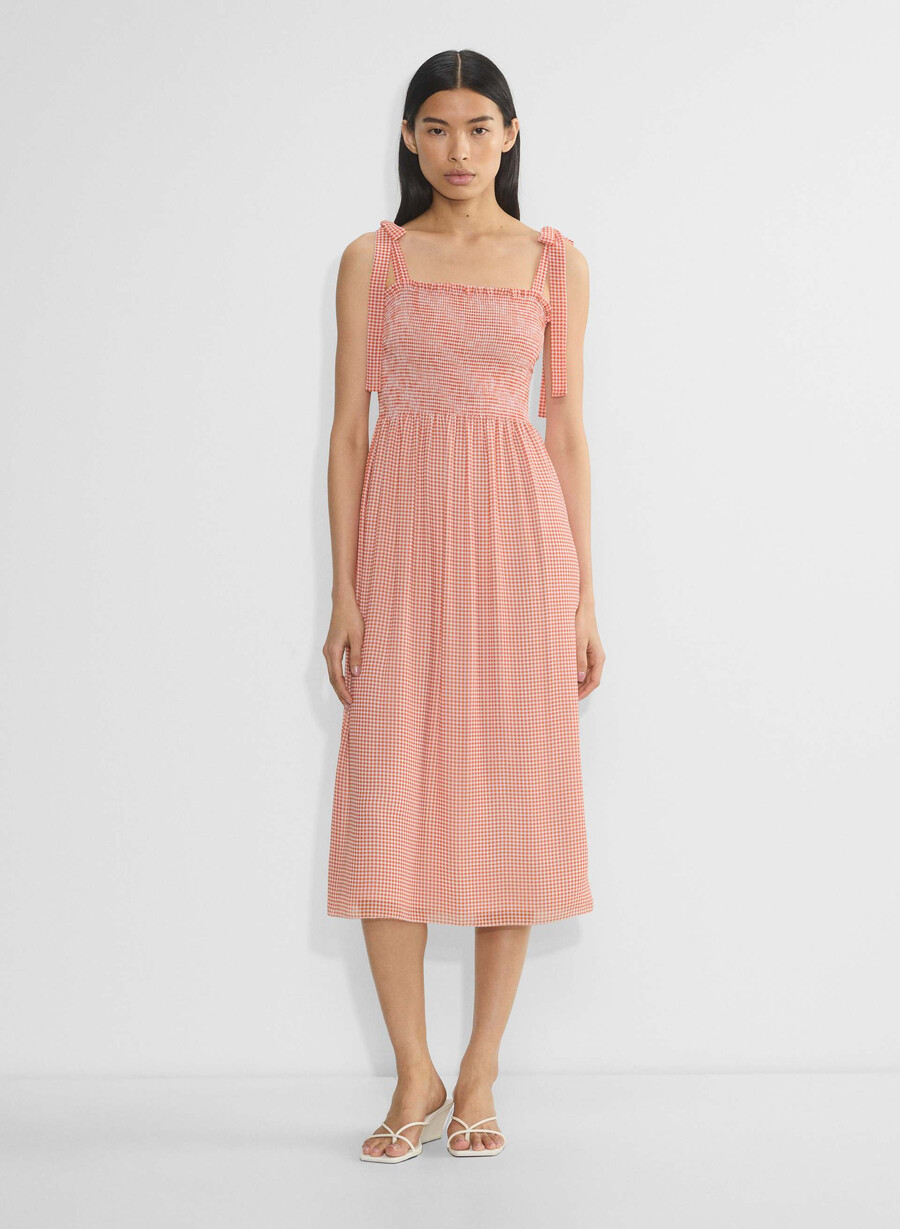 golden hour dress light birch poppy red