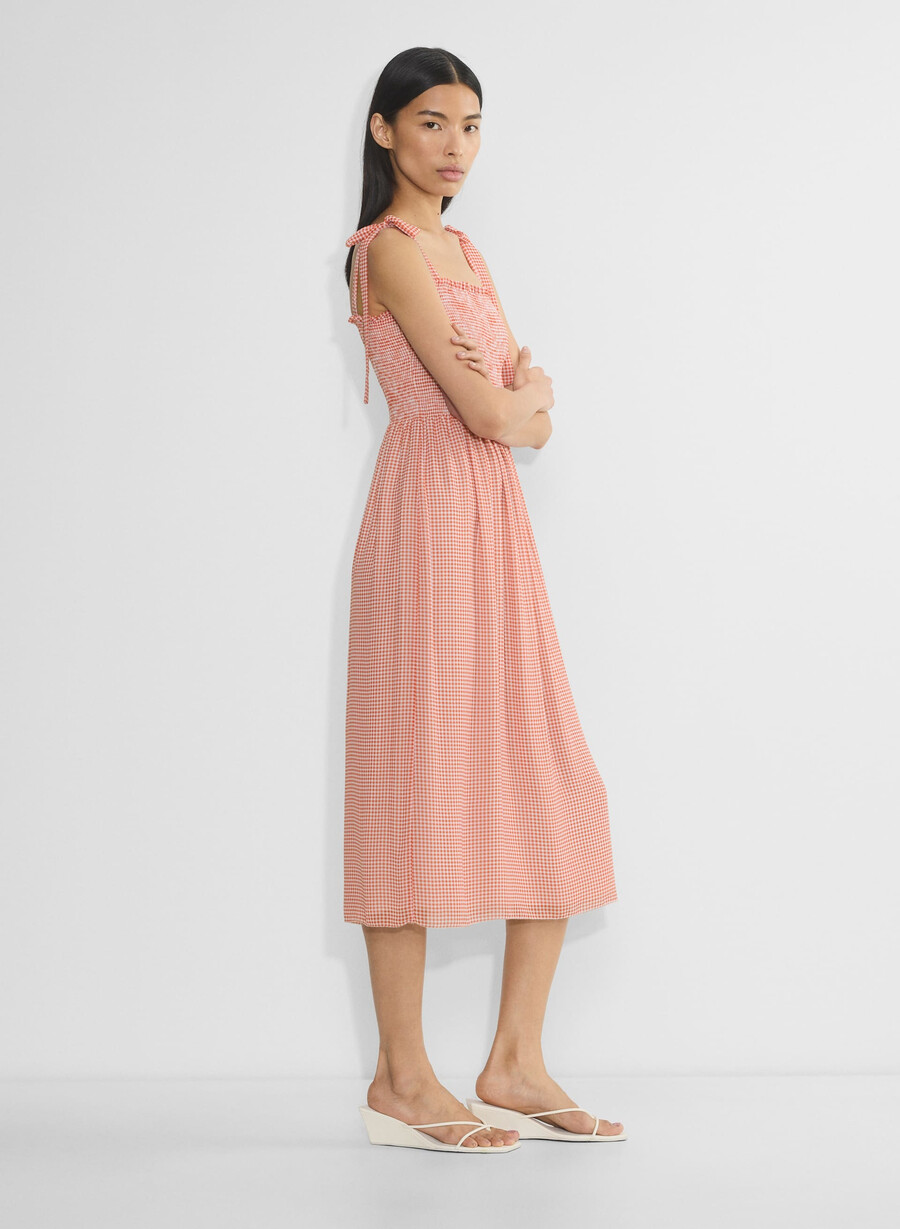 golden hour dress light birch poppy red