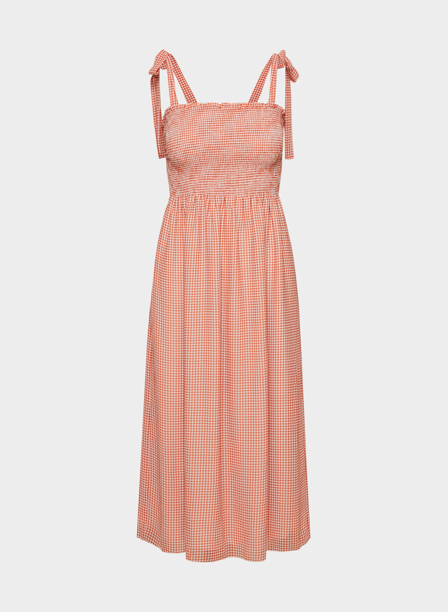 golden hour dress light birch poppy red