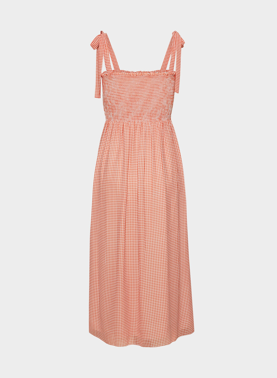 golden hour dress light birch poppy red