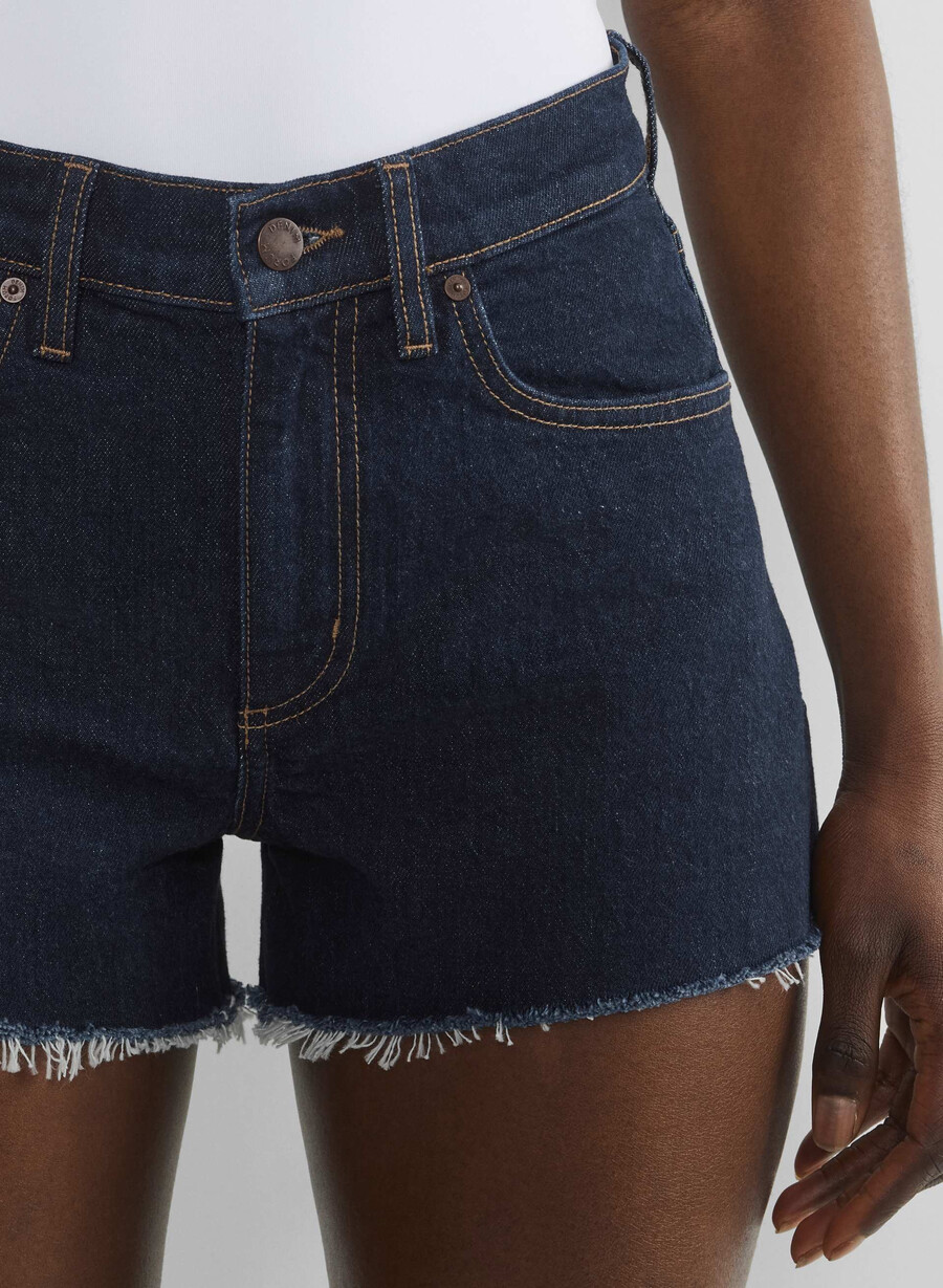 denim forum jodie curve-fit hi-rise mini denim short no-stress dark blue