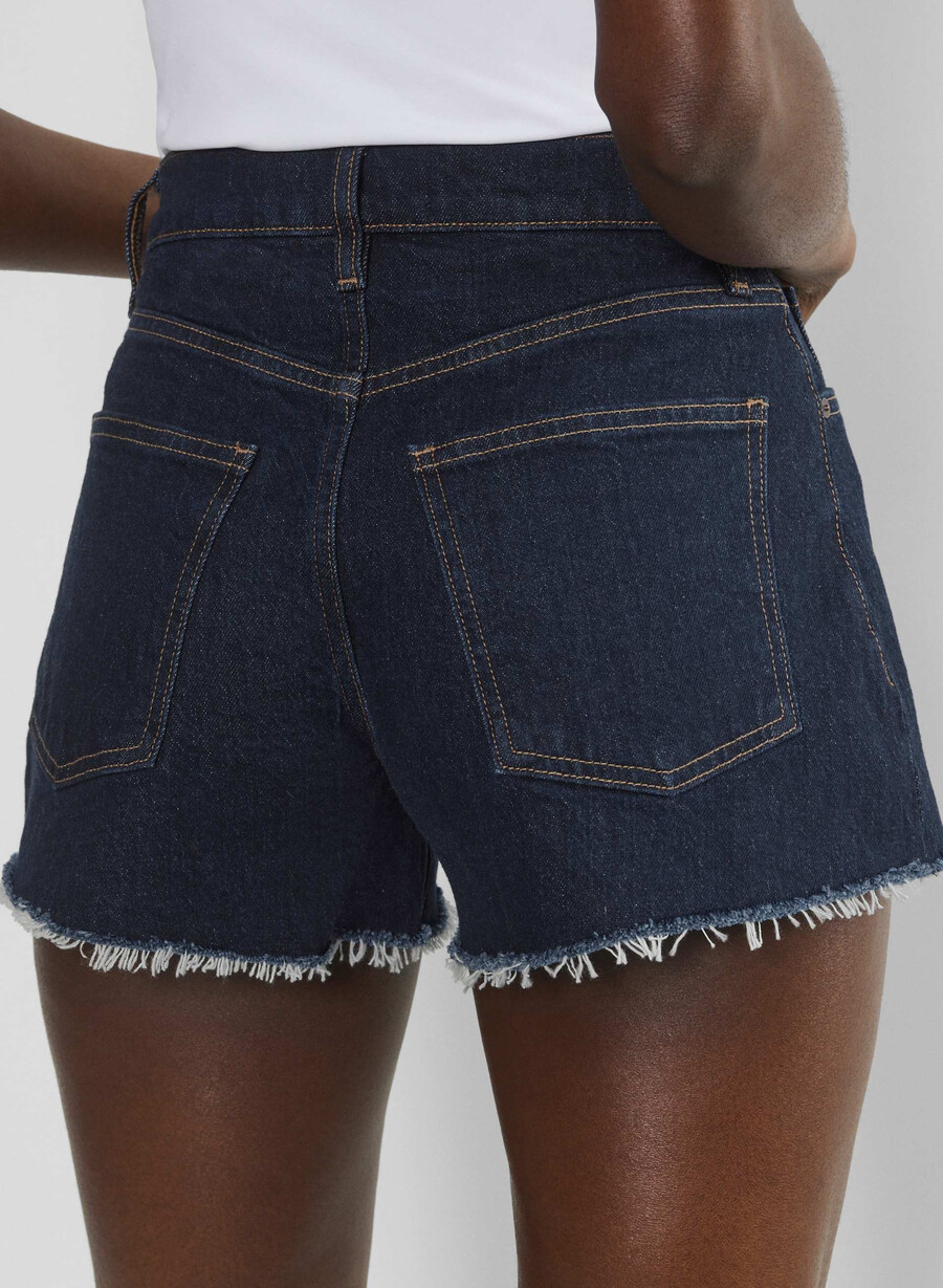 denim forum jodie curve-fit hi-rise mini denim short no-stress dark blue