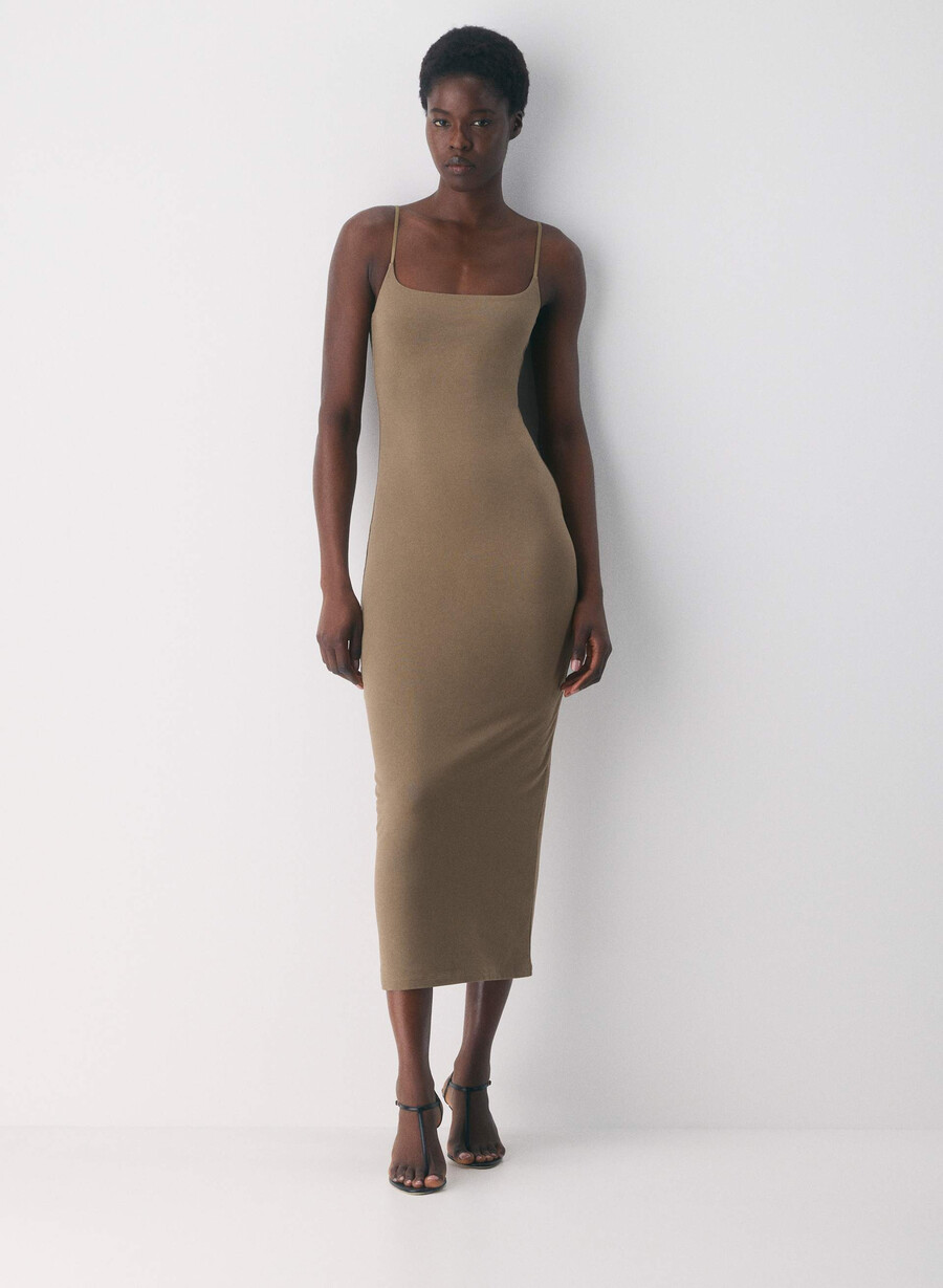 casual contour summon maxi cami dress folio brown