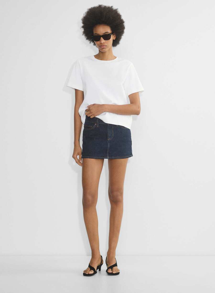 denim forum alba micro denim skirt no-stress dark blue