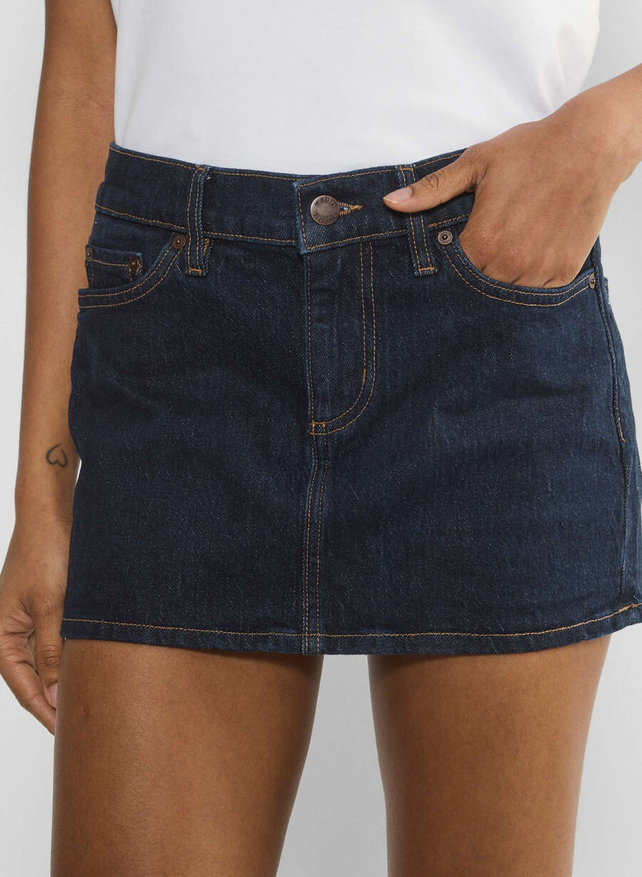 denim forum alba micro denim skirt no-stress dark blue