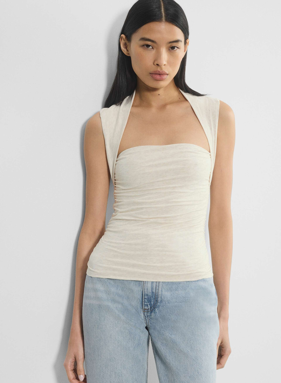 casual contour flourish top heather light oatmea