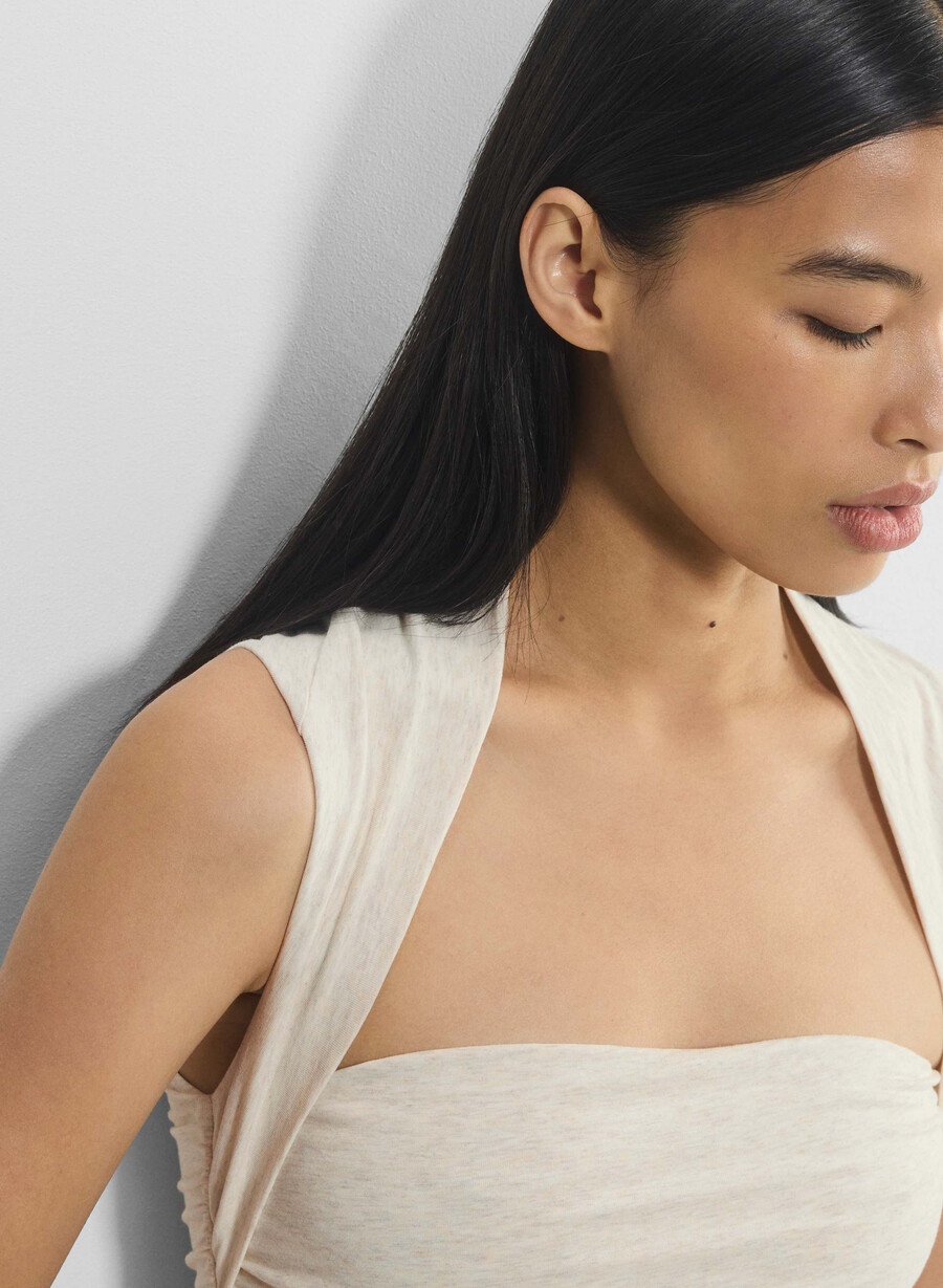 casual contour flourish top heather light oatmea