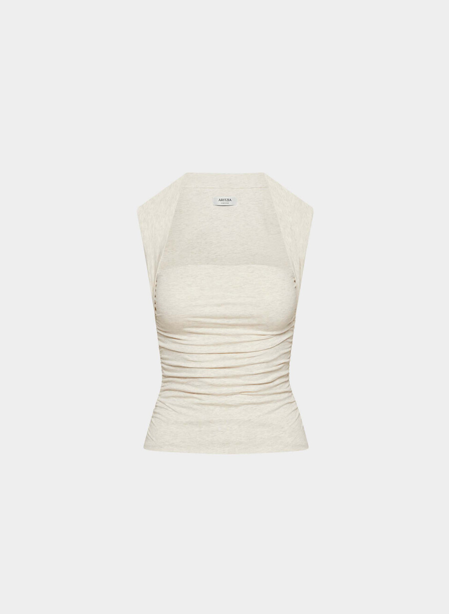 casual contour flourish top heather light oatmea