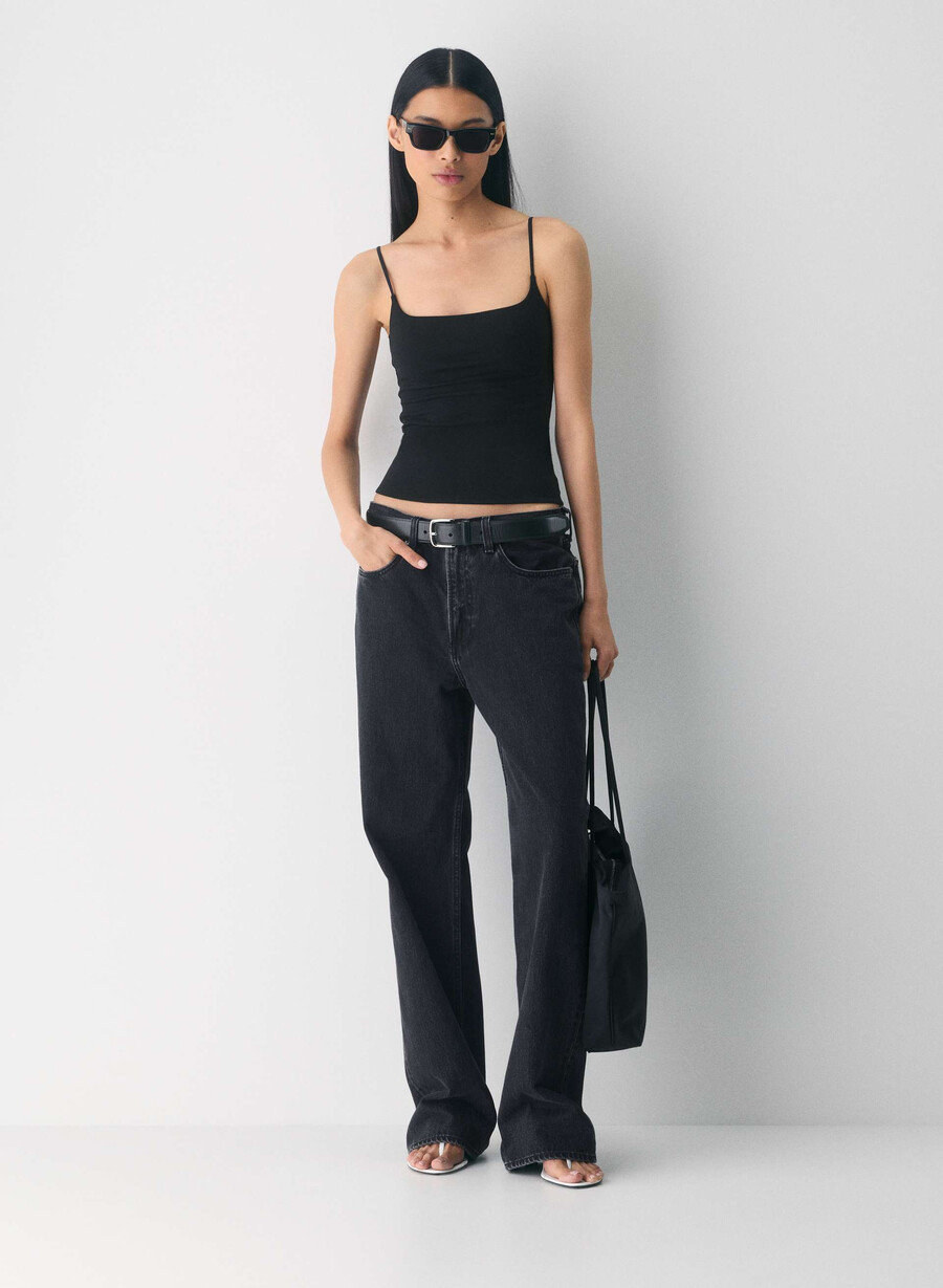 casual contour presence cami tank black